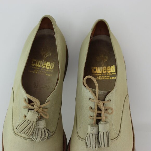 Royal Tweed Church\'s Cheaney of England White Leather Tassled Oxford (12 US) main image 5